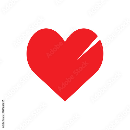 Red heart shape icon with a diagonal cut through the right side.
