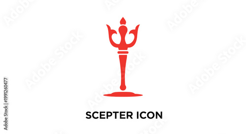 Elegant Red Scepter Icon on White Background Depicting Authority and Power.