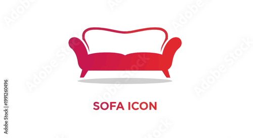 Elegant Red Sofa Icon - Comfortable and Stylish Furniture Design.