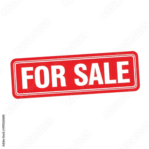 Vibrant red for sale banner with bold white text