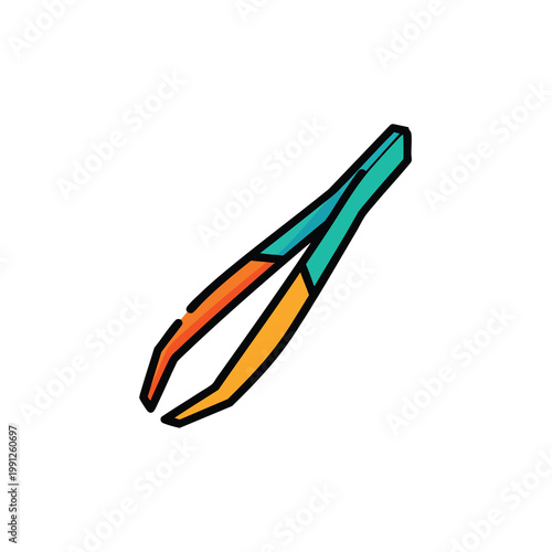 Stylized Colorful Tweezers Illustration for Medical or Cosmetic Use.