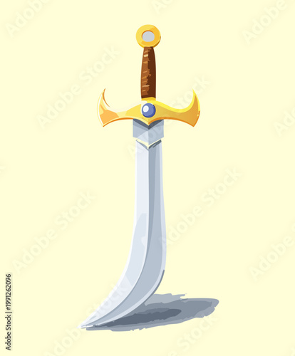 Cuadro en lienzo Long silver blade with gold handle for noble guard and royal knight weapon in fa