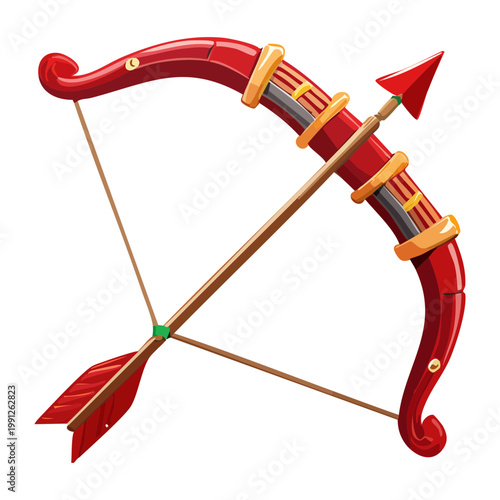 Obraz na płótnie Recurve wooden bow for elven archer and forest combat in fantasy roleplaying gam