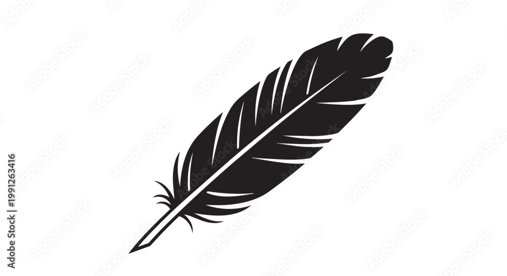 Fototapeta premium Black feather vector illustration design element
