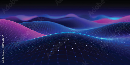 An abstract blue background design features glowing fractal waves and dark lines, blending light and motion into a bright, artistic texture for a modern technology wallpaper