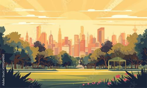 Sunrise over city