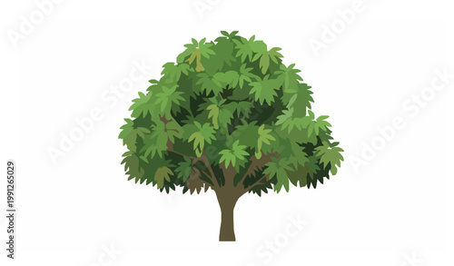 Stylized mango tree icon vector with fruit flat design isolated on white