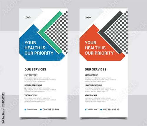 Medical roll up banner vector template.