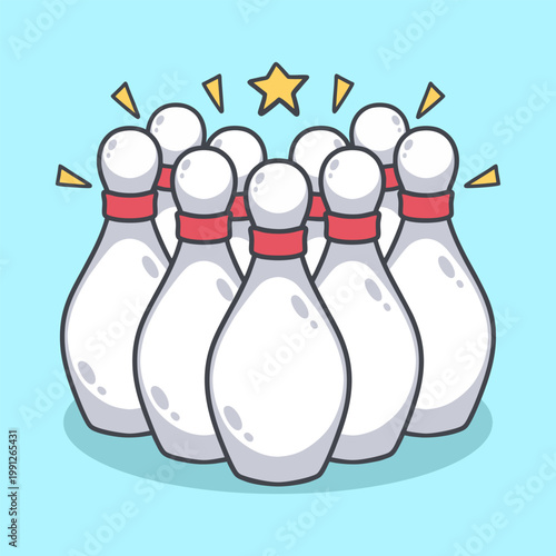 Bowling Pins and Star Illustration for icon, sticker and other uses