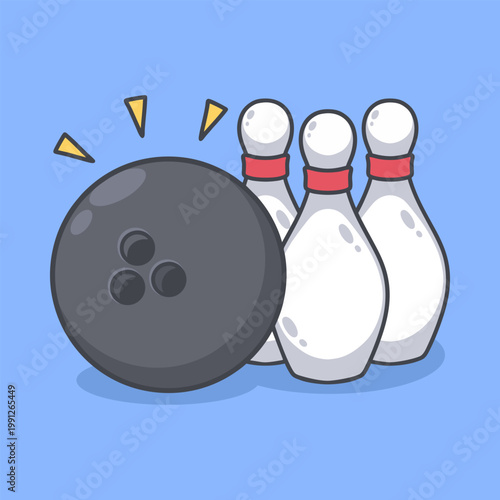 Bowling Ball and Pins Illustration for icon, sticker and other uses