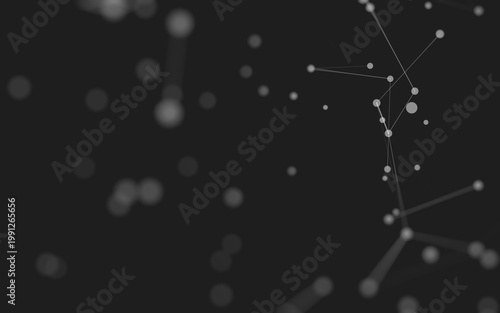 Abstract background. Molecules technology with polygonal shapes, connecting dots and lines. Connection structure. Big data visualization.