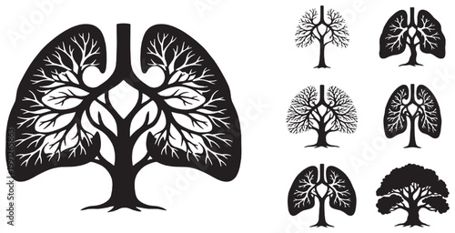 Bild auf Leinwand Stylized illustration of lungs shaped like a tree, symbolizing health and nature