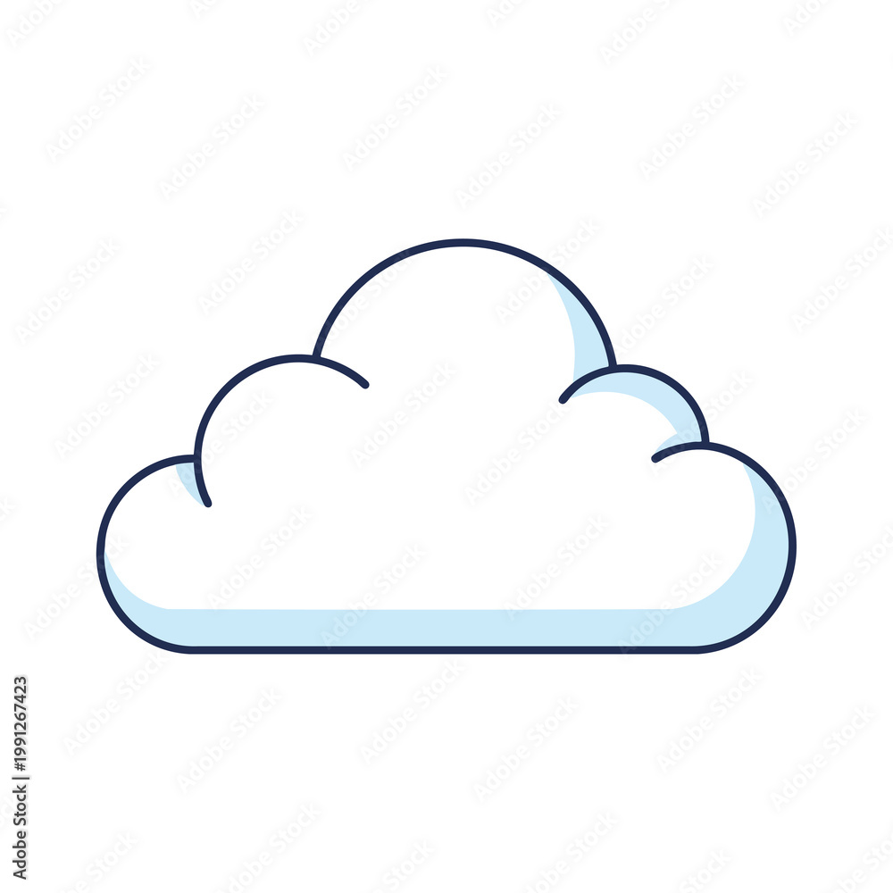 Fototapeta premium Simple blue cloud icon flat vector illustration.