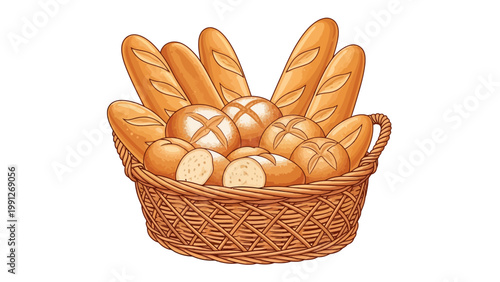 Fresh Bread in Basket.