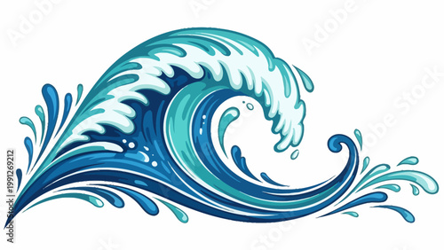 Large Blue Ocean Wave.