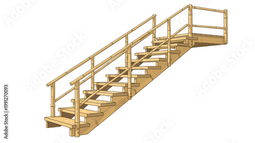 Wooden Outdoor Staircase Structure.