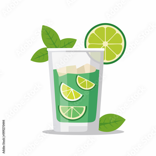 Refreshing Green Drink with Lime and Mint