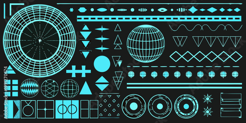 Abstract geometric shapes and lines in a cyan color scheme