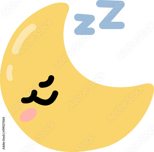 Sleepy Crescent Moon Character