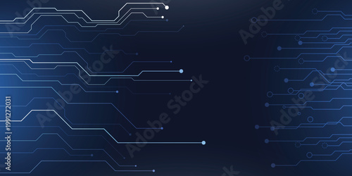 Abstract blue technology circuit board background with copy space.