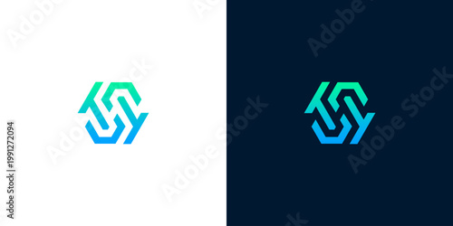 Modern abstract geometric logo design featuring a dynamic gradient color palette, suitable for technology, corporate, or branding projects, emphasizing innovation and connection