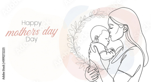 Happy mother's day a sketch of mother and child affection