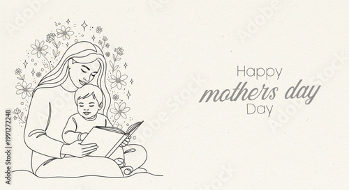 Mother's day illustration a loving moment of reading and connection
