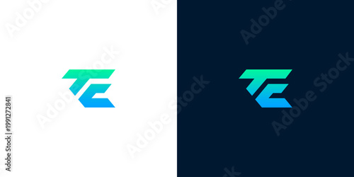 Modern and Sleek Lettermark Logo Design for 'TE' with Gradient and Abstract Elements