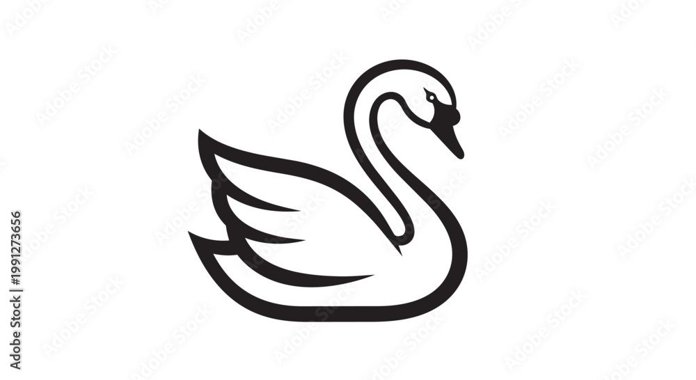 Fototapeta premium Black swan vector illustration with simple design and elegant lines
