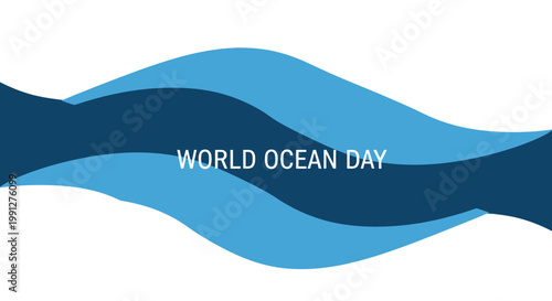 World Ocean Day Abstract Blue Waves Background