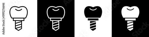 dental implants black and white icon design concept	
