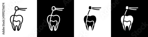 root canal therapy black and white icon design concept	
