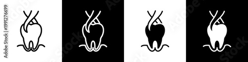 tooth extraction black and white icon design concept	

