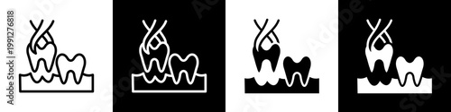 wisdom tooth removal black and white icon design concept	
