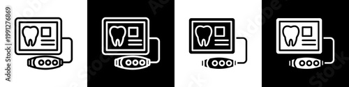 3d dental imaging black and white icon design concept	
