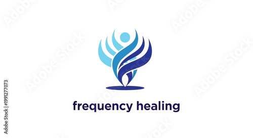 Abstract Frequency Healing Logo Depicting Human Form and Energy.