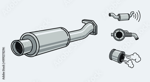 Car Muffler Exhaust System Component Parts.