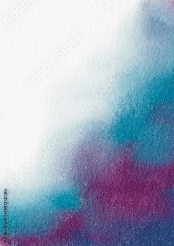 Abstract watercolor background with soft blue and purple gradients for dreamlike sky, magiccal, fashion and fantasy concept.