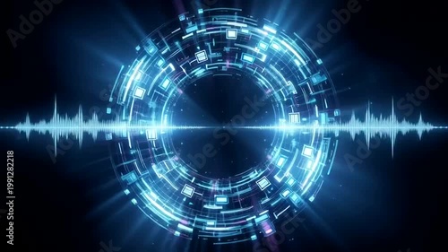Digital Audio Waveform Visualisation Animation Loop.