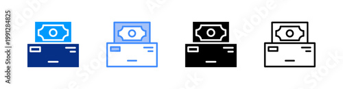 Cheque Multiple Style Icon Set Vector 