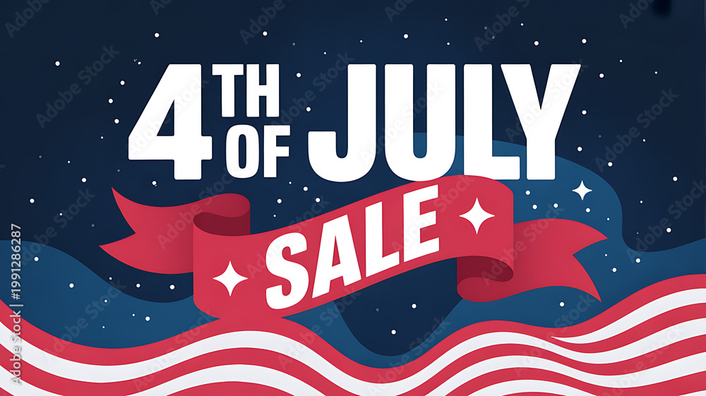 Fototapeta premium 4th of July Independence Day Sale: Patriotic Promotions with Fireworks and Discounts for American Holiday Festivities