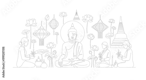 Buddha statue in meditation position.