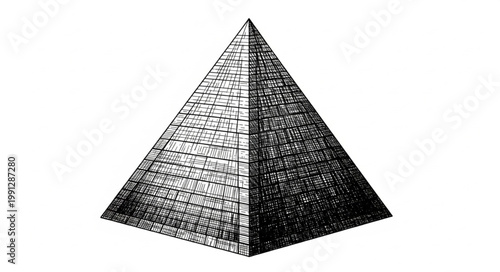 Geometric Pyramid Shape Drawing With Shading.