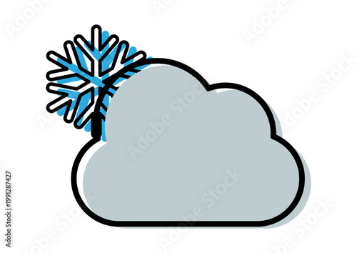 かわいい雪のちくもり　シンプルなアイコン　単体　天気　ベクターイラスト	