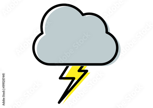 かわいい雷マーク　シンプルなアイコン　単体　天気　ベクターイラスト	