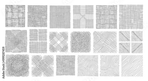 Set of 20 Hand-Drawn Textured Line Patterns, Abstract Backgrounds, Grunge Textures