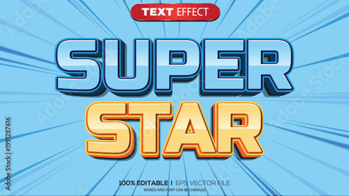 3D text effect super star theme