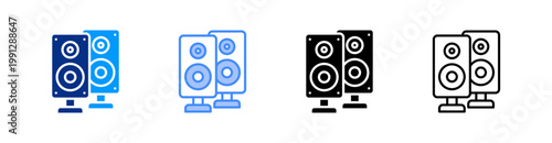 Speakers Multiple Style Icon Set Vector 