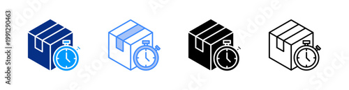 Delivery Time Multiple Style Icon Set Vector 