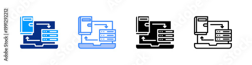 Transfer File Multiple Style Icon Set Vector 